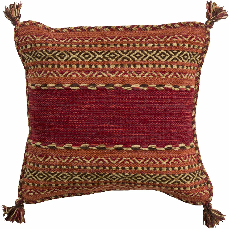 Trussville Red Tribal Tassel Throw Pillow