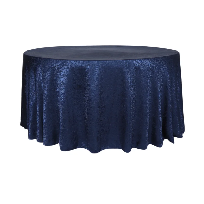 Crinkle Shimmer 120" Round Tablecloth - Navy Blue