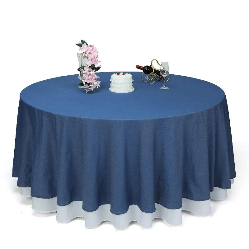 120" Faux Denim Polyester Round Tablecloth - Dark Blue