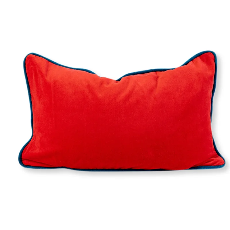 Charliss Velvet Lumbar Pillow - Cherry + Peacock - Case Only