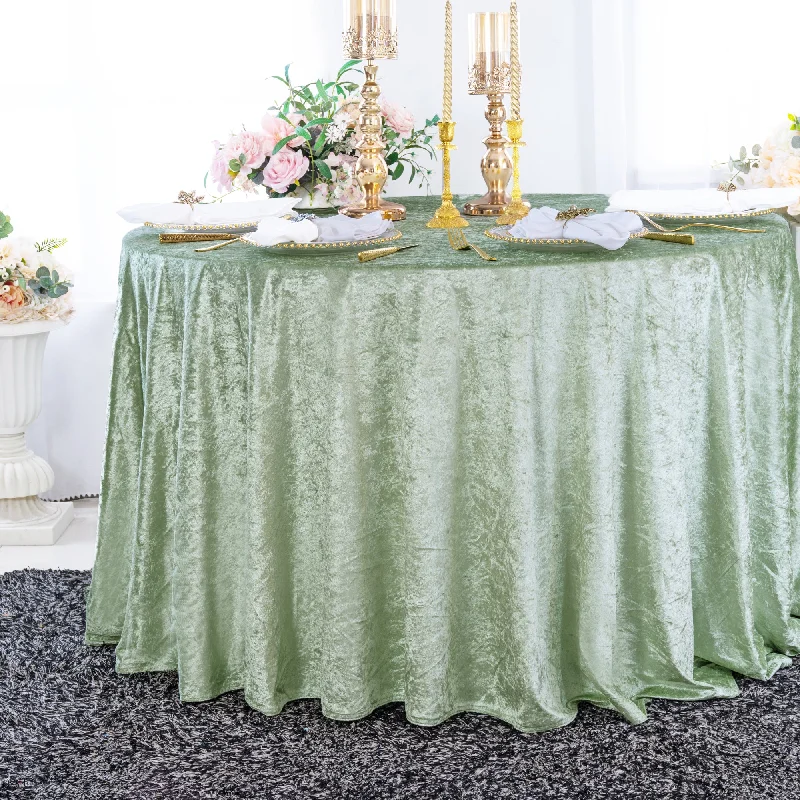 120" Round Ice Crushed Velvet (200 GSM) Tablecloth - Sage Green (1pc)