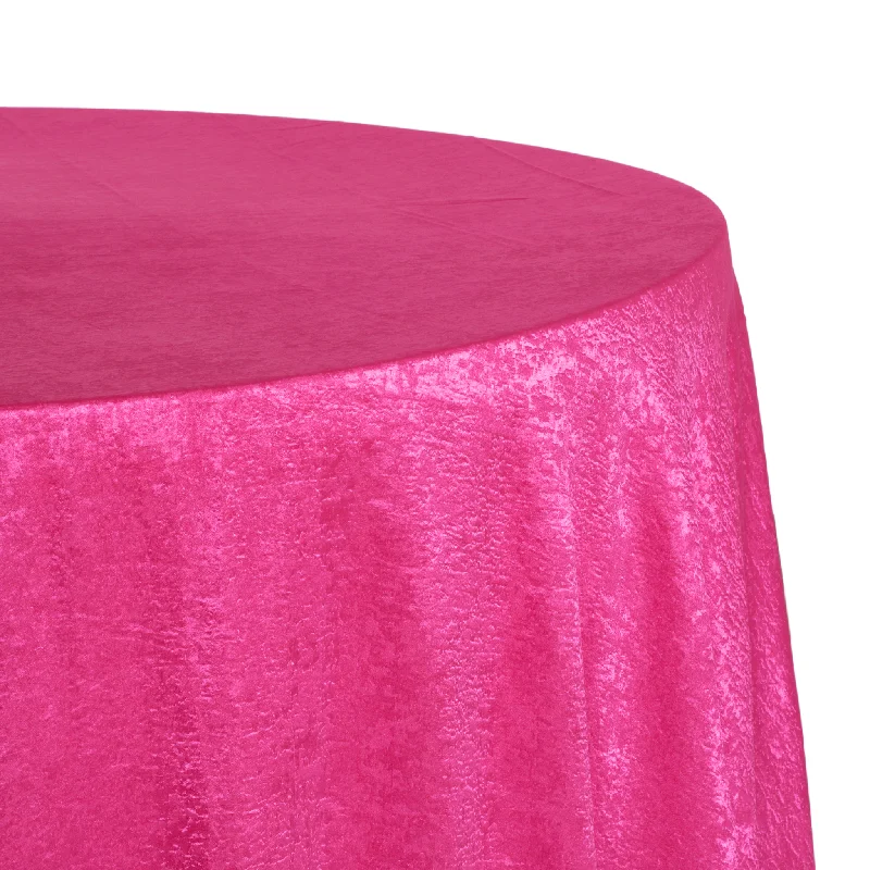 Crinkle Shimmer 120" Round Tablecloth - Fuchsia