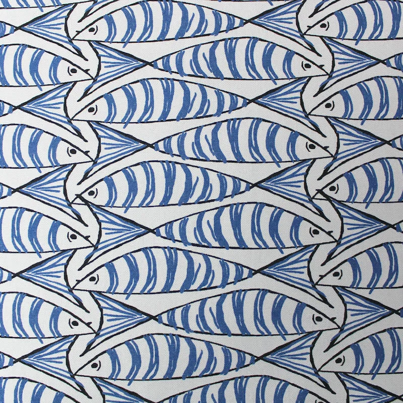 Home Furnishing White Cotton Panama - Happy Plaice - Blue