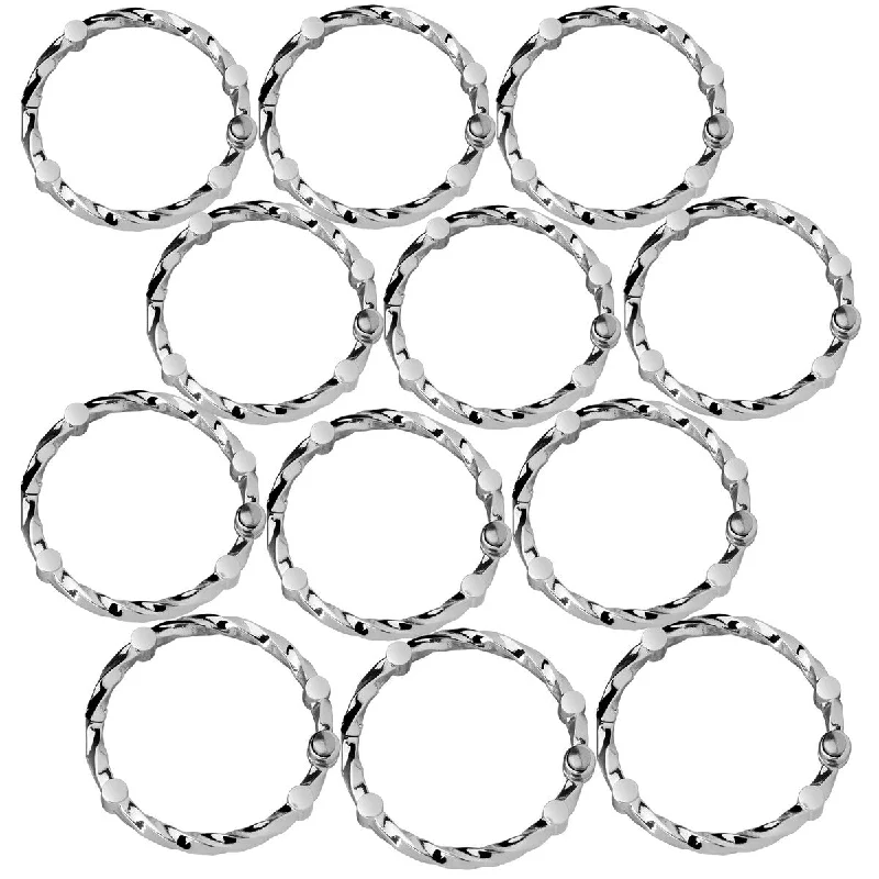 Utopia Alley Shower Eternity Curtain Rings, Rustproof Zinc Shower Rings, set of 12 - Polished Chrome