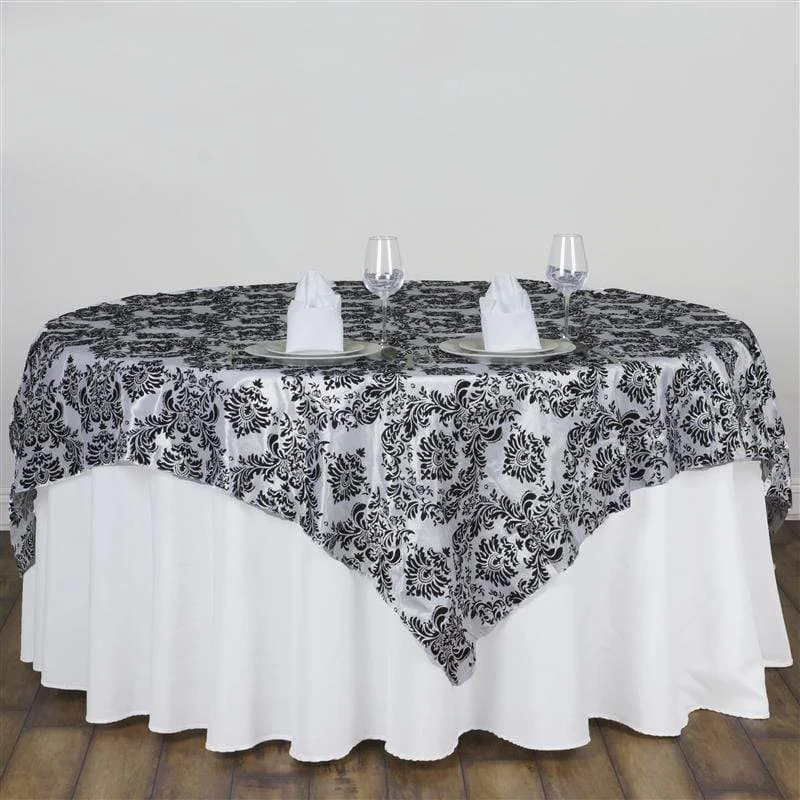 90" x 90" Damask Flocking Table Top Overlay