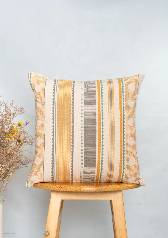 Buru 100% cotton boho cushion cover for sofa - Mustard