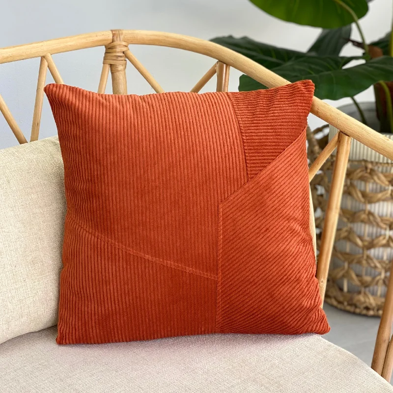 Overlapping Terracotta Rust Corduroy Pillow