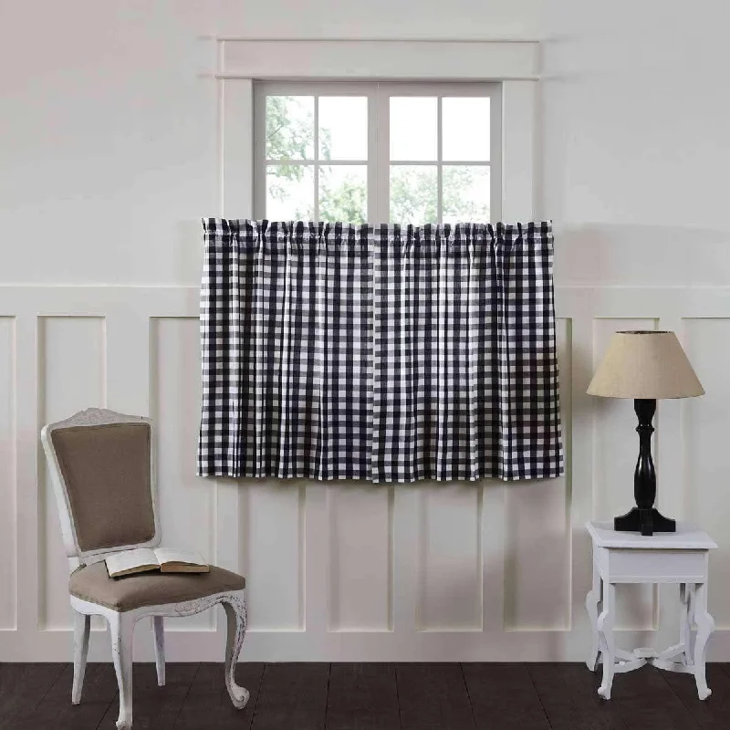 Annie Buffalo Black Check Tier Curtain Set of 2 L36xW36