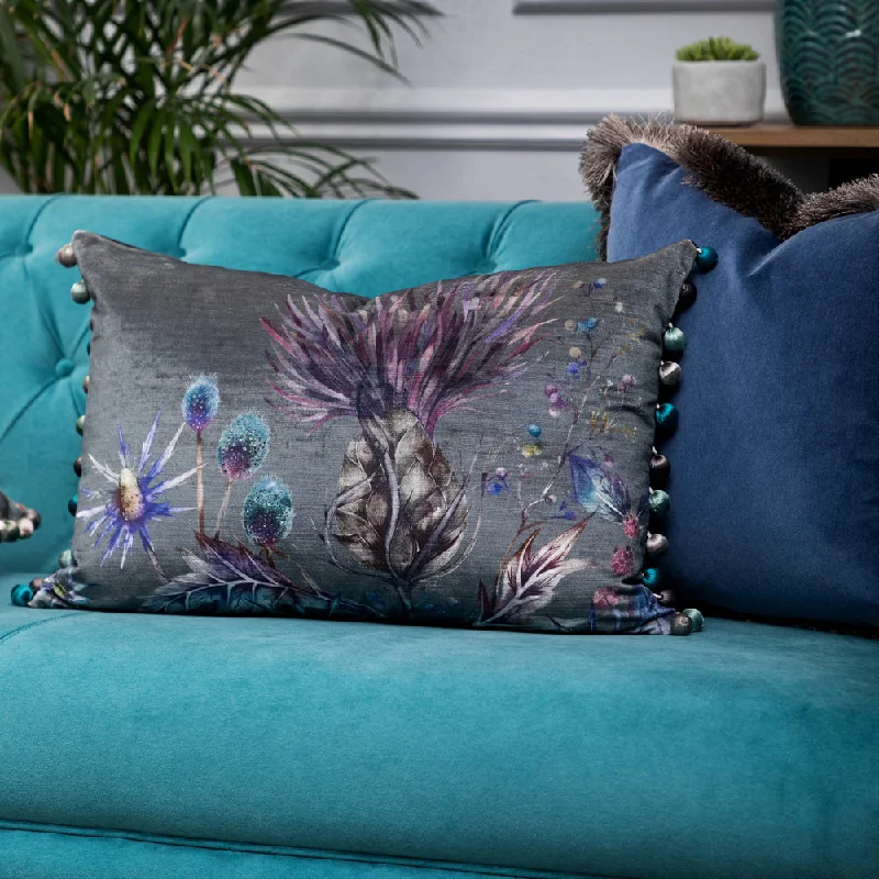 Elysium Printed Feather Cushion Sapphire