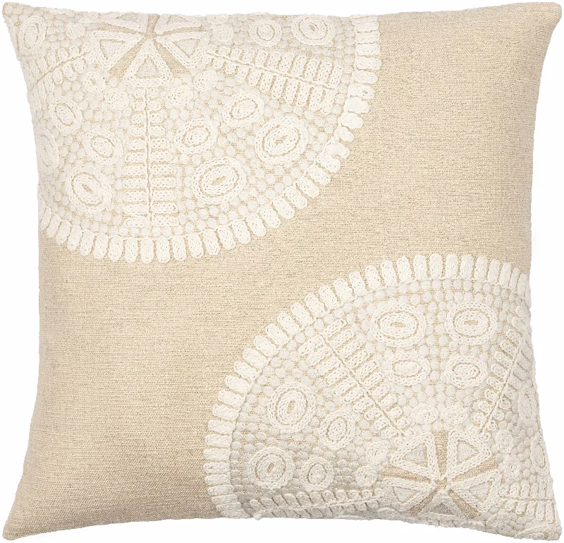 Kinango Beige Embroidered Accent Pillow - Clearance