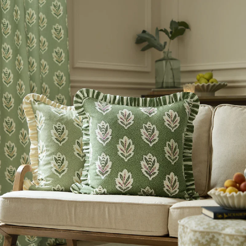 Sessile Leaf Ruffle Cushion Leaf Green