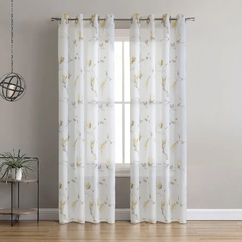 Grommet curtain panel - Bloom - Yellow - 52 x 84''