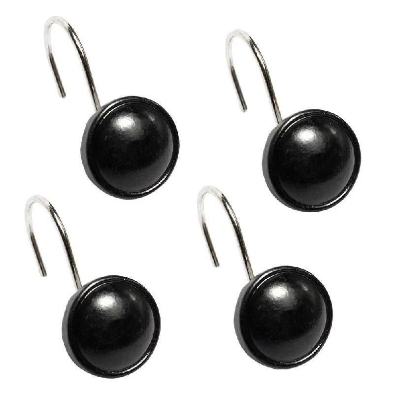 Classic Round Black Handcrafted Shower Curtain Hooks (Set of 12)