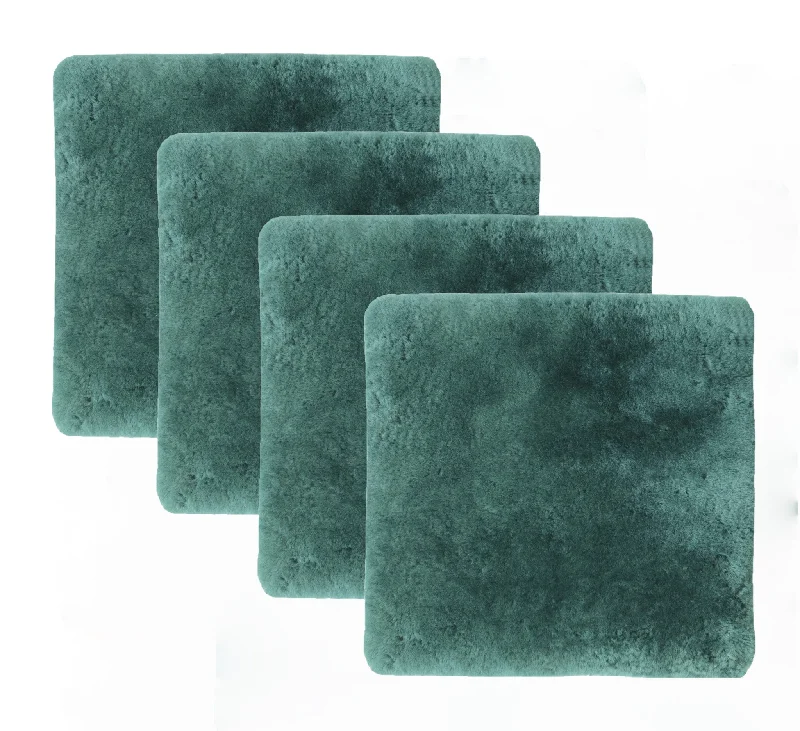 Set Of Four 17" X 17" Emerald Linen Solid Color Dining Chair Pad