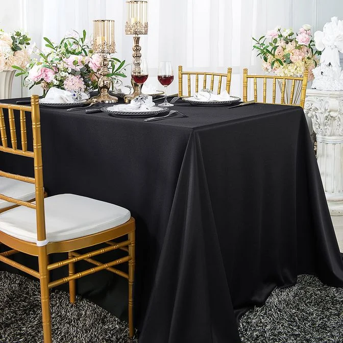 90"x132" Seamless Rectangular Scuba (Wrinkle-Free) (240 GSM) Tablecloth - Black (1pc)