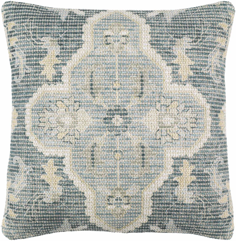 Bigaa Teal Medallion Square Throw Pillow