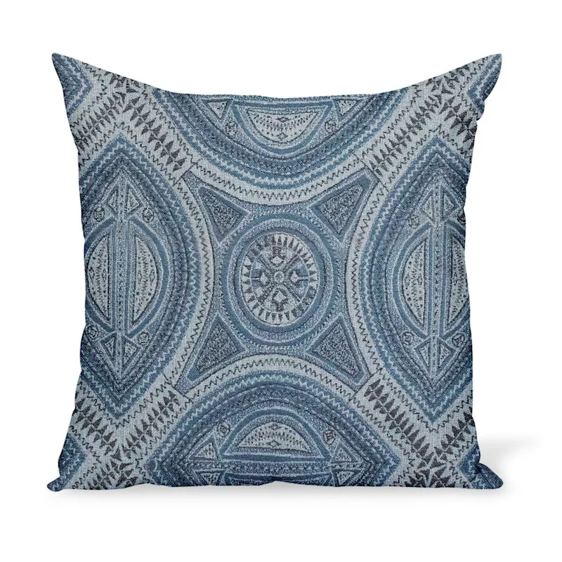 Peter Dunham Textiles Outdoor Sahara in Indigo/Green Pillow