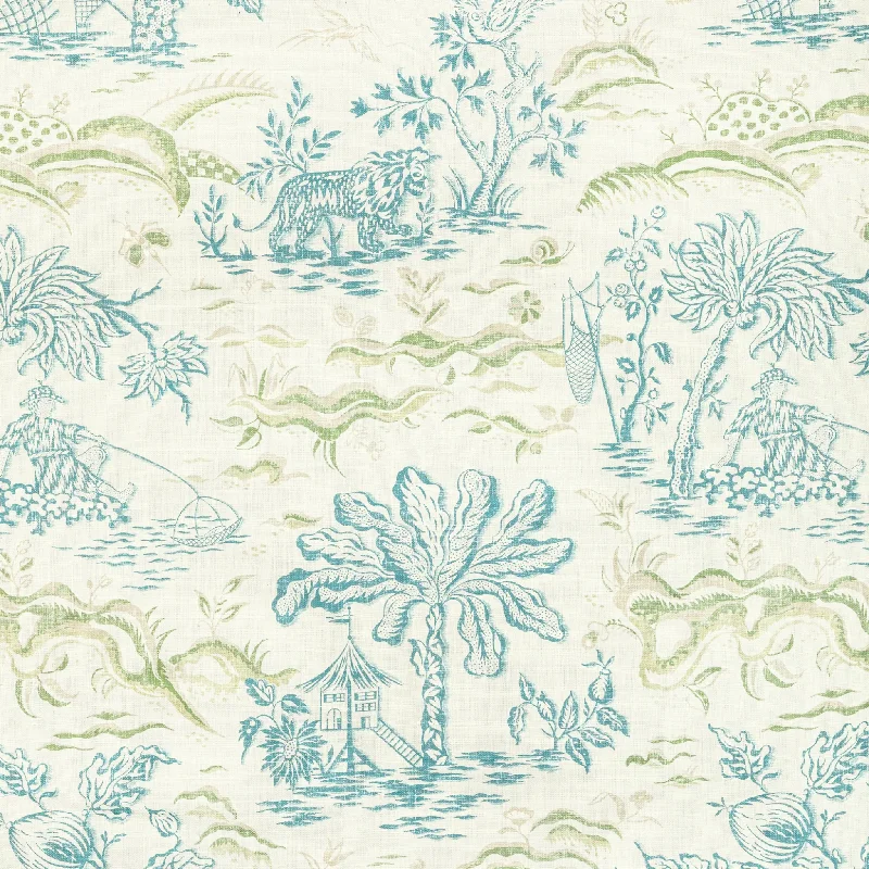 Brunschwig & Fils Valensole Teal & Leaf Print Decorative Fabric