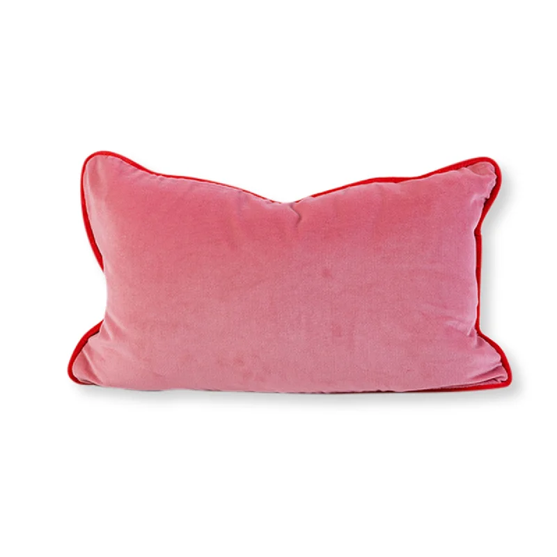 Charliss Velvet Lumbar Pillow - Light Pink + Cherry - Case Only