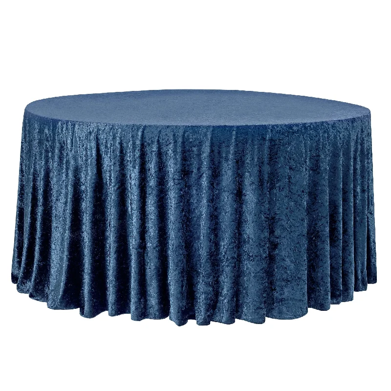 Velvet 132" Round Tablecloth - Navy Blue