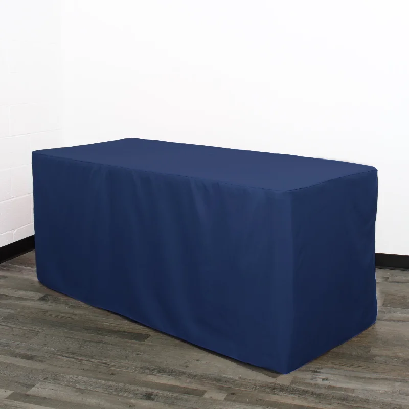 6 ft Rectangular Fitted Polyester Tablecloth Navy Blue