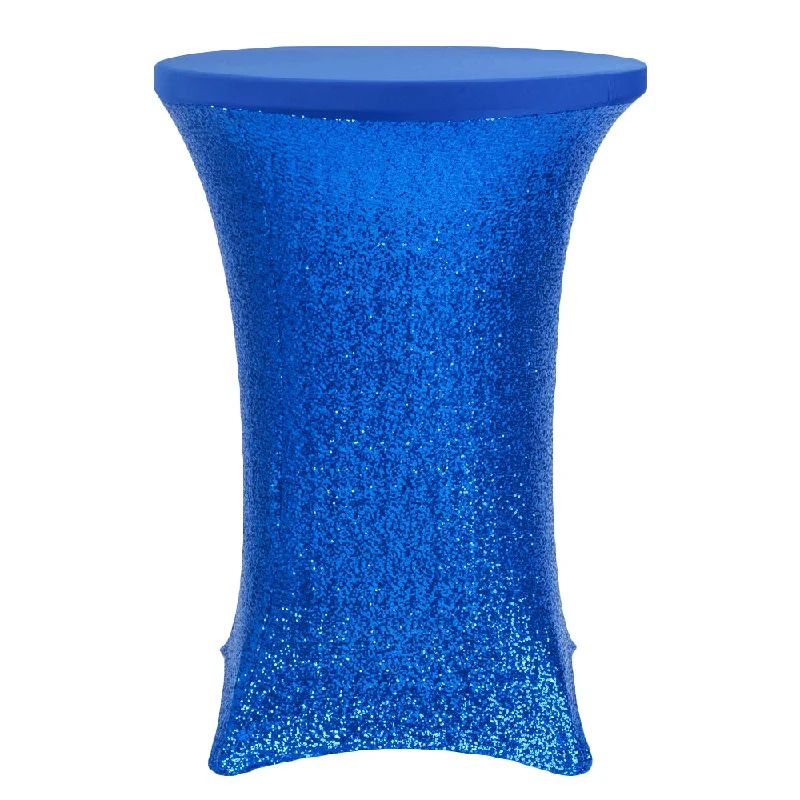 Glitz Sequin Spandex Cocktail Table Cover 30"-32" Round - Royal Blue