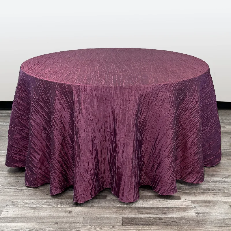 120 inch Crinkle Taffeta Round Tablecloth Eggplant