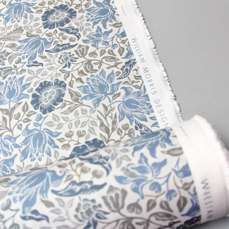 William Morris Soft Furnishing - Mallow - Denim and Ivory