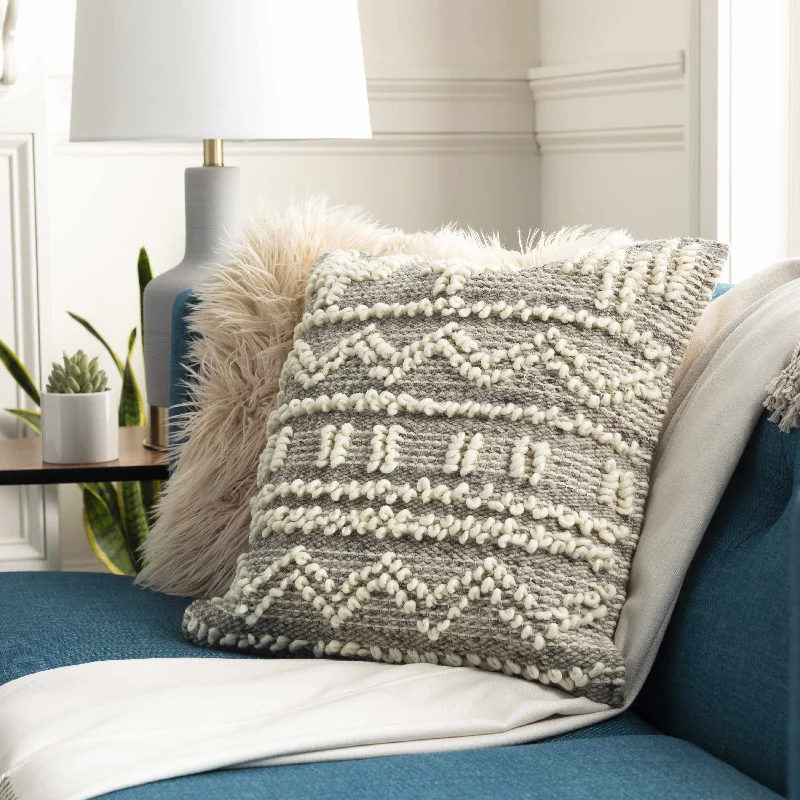 Atascocita Cream Wool&Cotton Throw Pillow