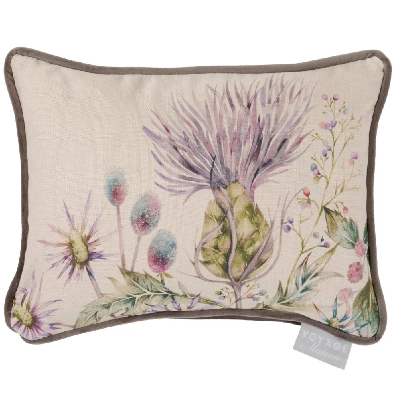 Elysium Printed Linen Feather Cushion Violet