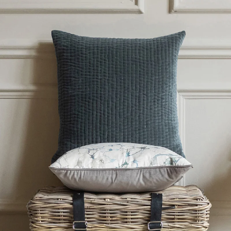 Haze Embroidered Feather Cushion Storm