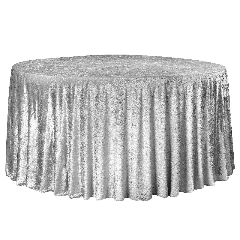 Velvet 120" Round Tablecloth - Silver