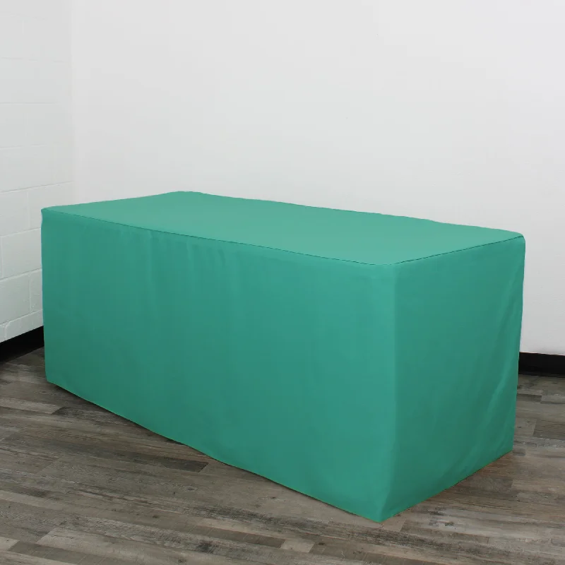 6 ft. Fitted Polyester Tablecloth Rectangular Teal