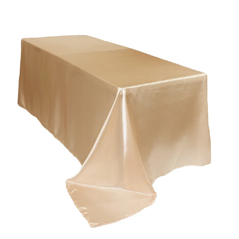 90 x 156 inch Satin Rectangular Tablecloth Champagne