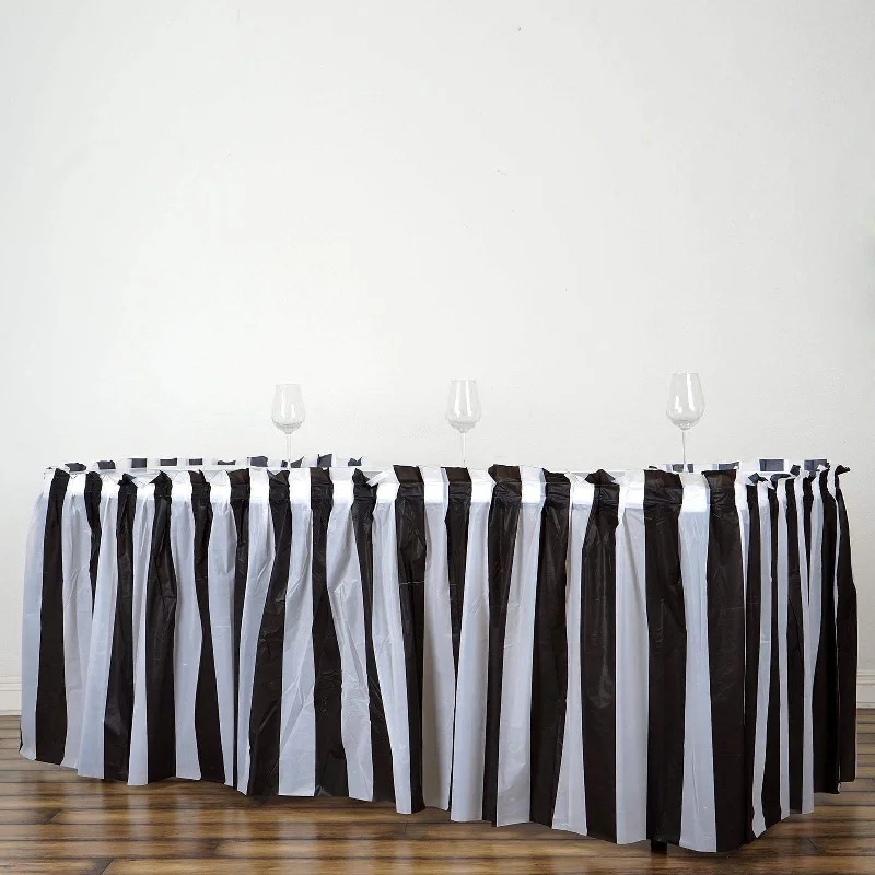 14 feet Plastic Stripe Disposable Table Skirt