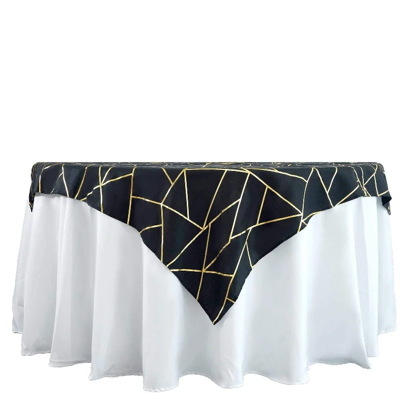 54"x54" Polyester Square Table Overlay with Metallic Geometric Pattern