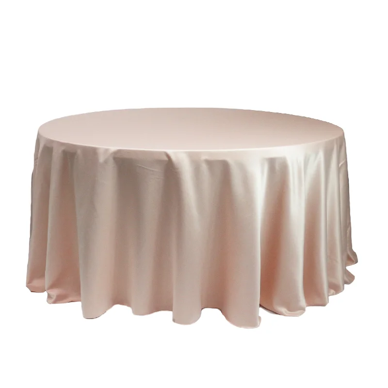 120 inch L'amour Satin Round Tablecloth Blush