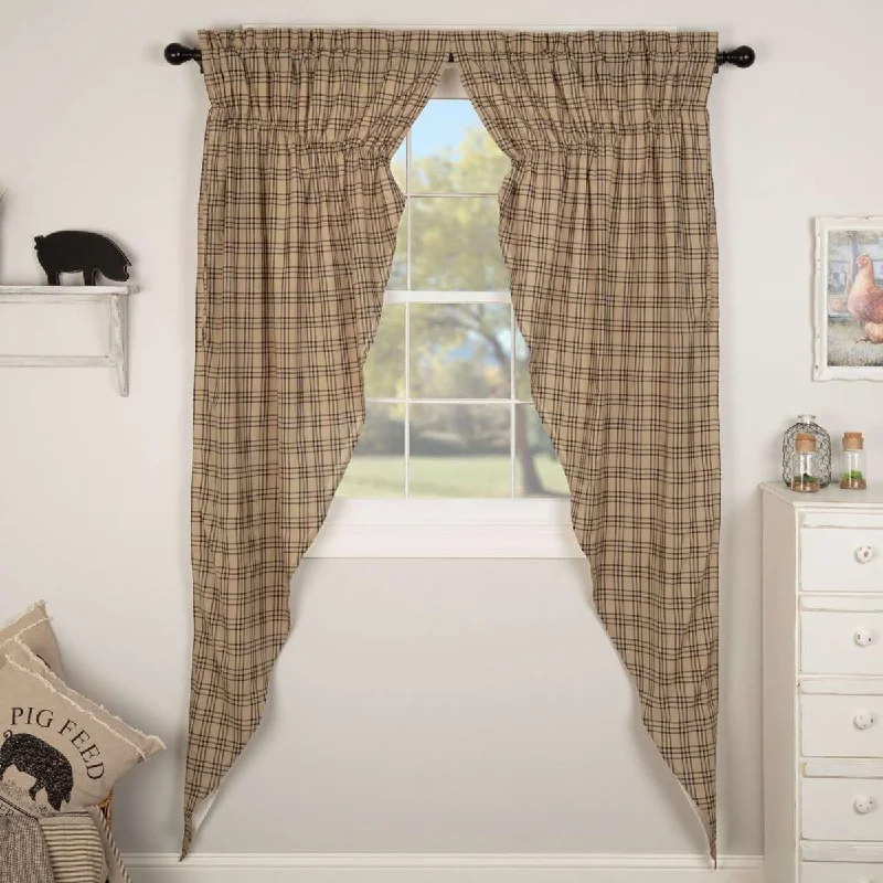 Sawyer Mill Charcoal Plaid Prairie Long Panel Curtain Set of 2