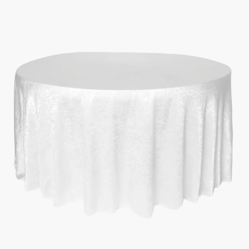 Crinkle Shimmer 120" Round Tablecloth - White