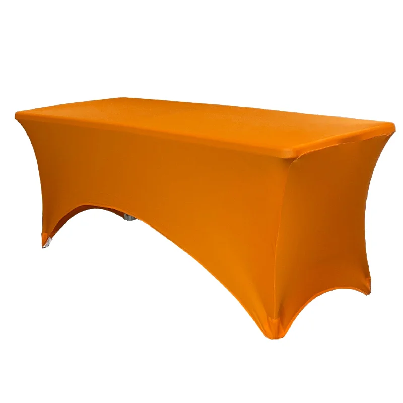 Stretch Spandex 8 ft Rectangular Table Cover Orange