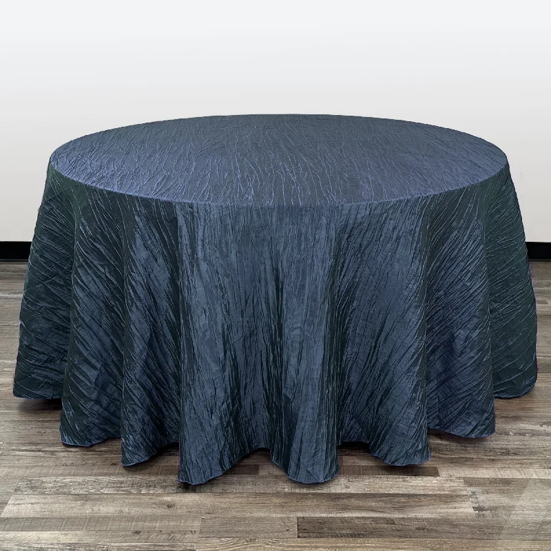 132 inch Crinkle Taffeta Round Tablecloth Navy Blue