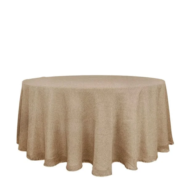 120" Round Faux Burlap Tablecloth - Natural