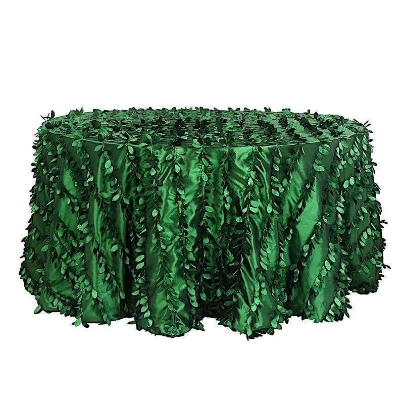 132" Taffeta Round Tablecloth with Leaf Petals Design