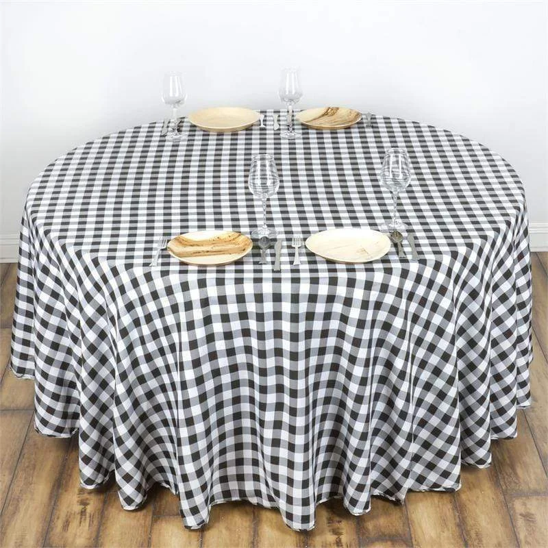 120" Checkered Gingham Polyester Round Tablecloth