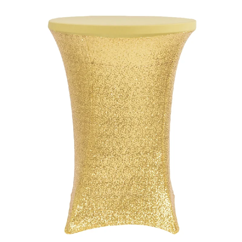 Glitz Sequin Spandex Cocktail Table Cover 30"-32" Round - Gold