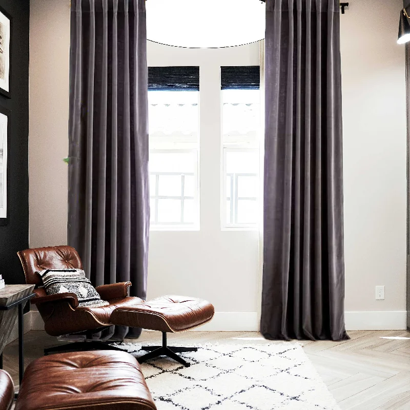 Gray Cotton Velvet Curtain