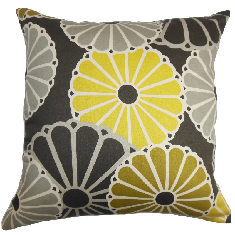 Gisela Floral Euro Sham Yellow and Gray