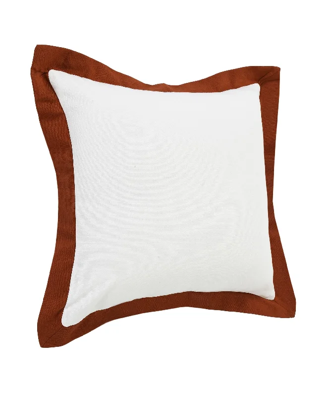 20" X 20" White And Cinnamon 100% Cotton Geometric Zippered Pillow