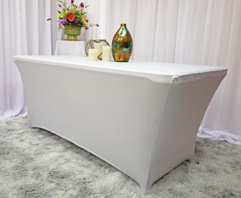 6 Ft Rectangular Spandex (220 GSM) Table Cover - White (1pc)