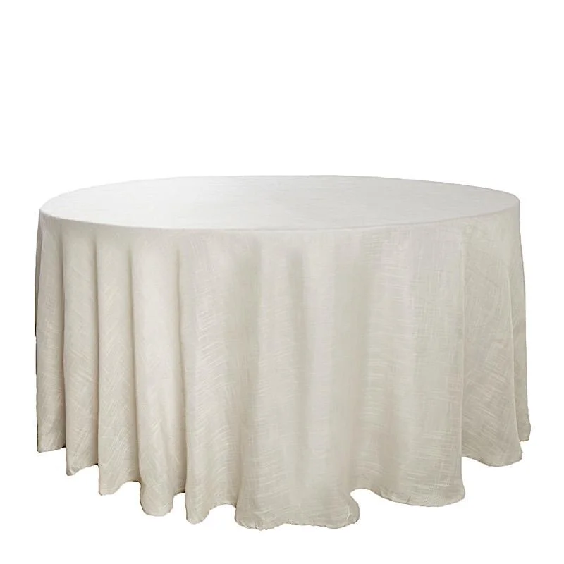 120" Round Premium Faux Burlap Polyester Tablecloth